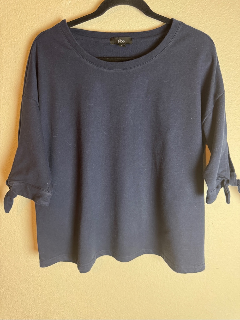 Ellos Navy Tie-Sleeve Boxy Shirt M